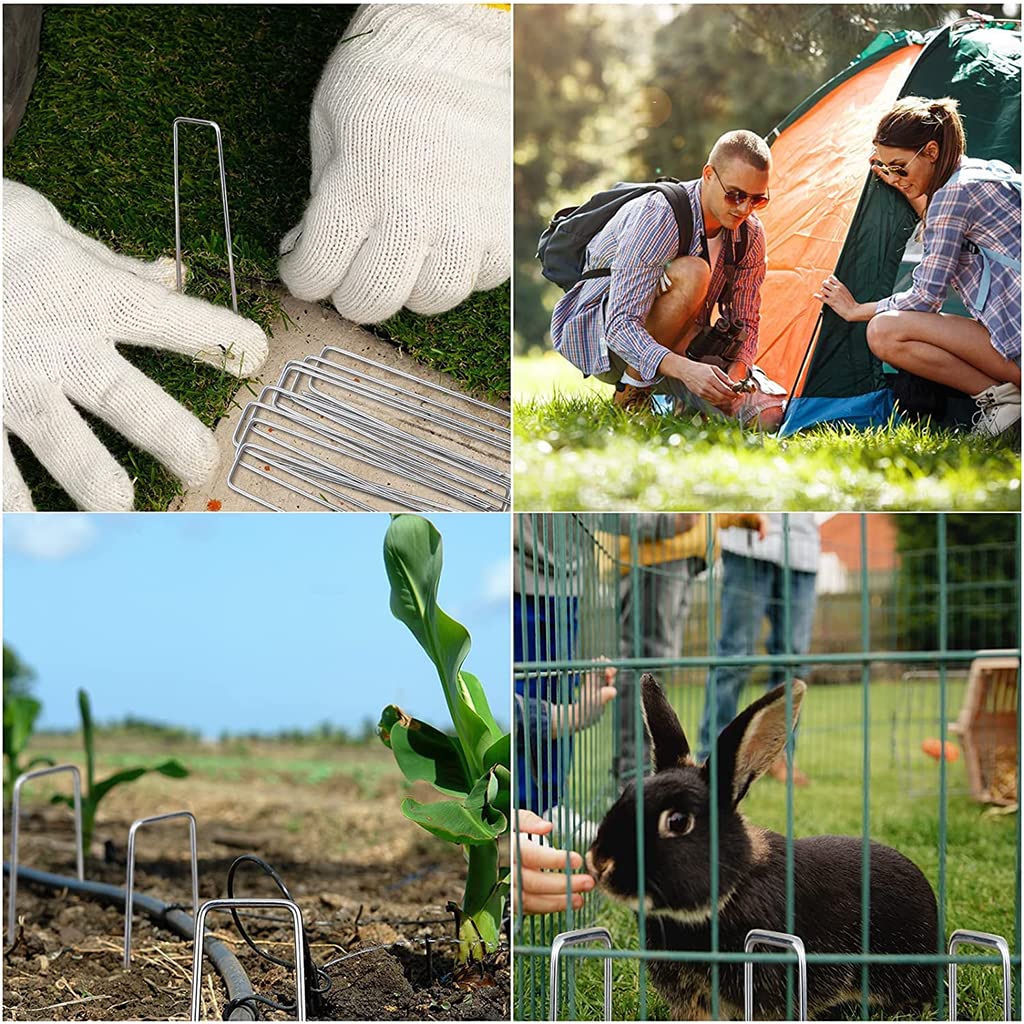 HASTHIP 50 Pcs Landscape Staples for Securing Landscape Fabric, Ground Cover or Drip Irrigation Tubing, Heavy Duty Galvanized Steel Garden Stakes Staples Securing Pegs (6 In) HASTHIP 50 Pcs Landscape Staples for Securing Landscape Fabric, Ground Cover or Drip Irrigation Tubing, Heavy Duty Galvanized Steel Garden Stakes Staples Securing Pegs (6 In)